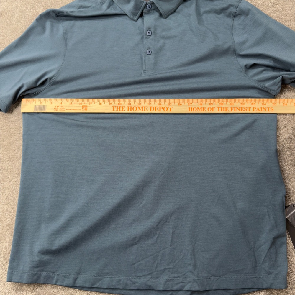 Lululemon‎ Evolution Polo Mens 3XL Iron Blue Short Sleeve Slim Fit Stretch Shirt - Picture 4 of 8